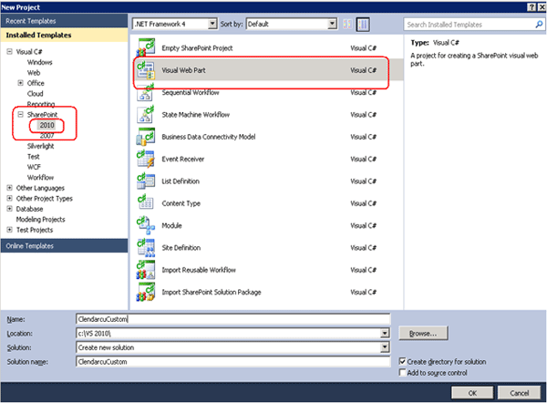 Creating Web parts for SharePoint 2010 using Visual Studio 2010