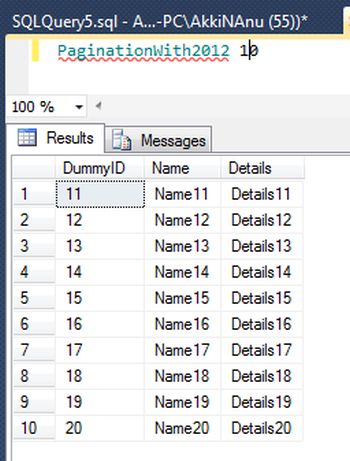 Pagination In SQL Server