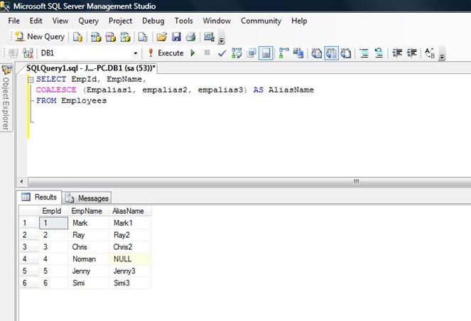 COALESCE in SQL Server