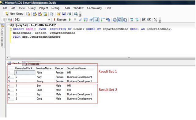 Rank Function in SQL Server