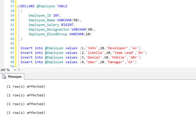 Temp Table vs Table Variable