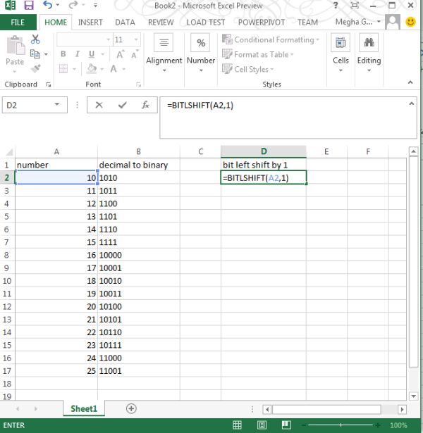Bitlshift Function In Excel 2013 1009