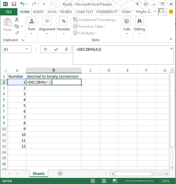 Bit Right Shift Function in Excel 2013