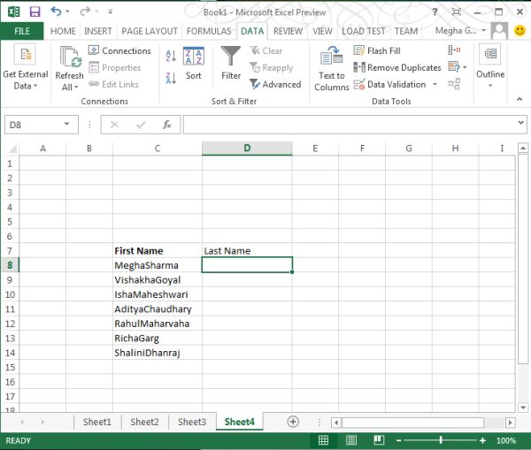 Flash Fill Feature in Excel 2013