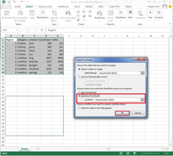excel 2013 create pivot table options