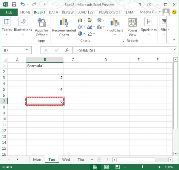 Sheet and Sheets Function in Excel 2013