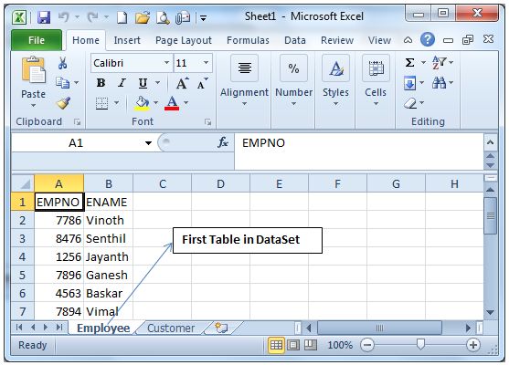 Exporting Dataset to Individual Excel Sheets (Windows Application)