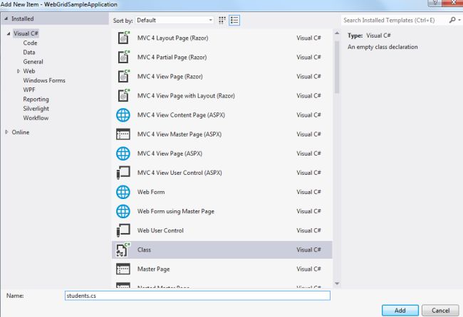 Webgrid In Asp Net Mvc To Show The Content In Grid Format