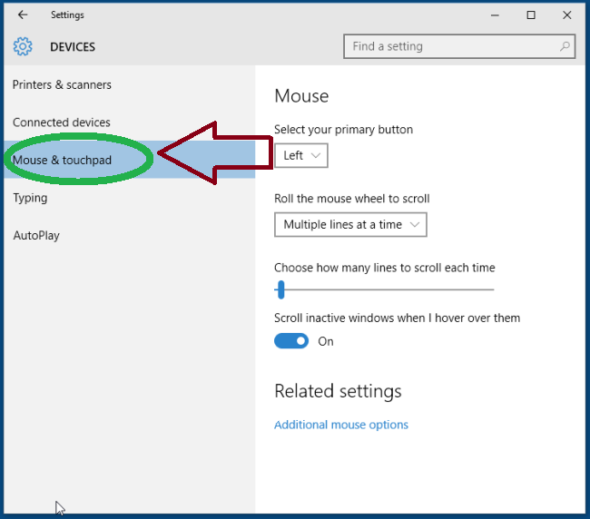 Customized Device Setting In Windows 10