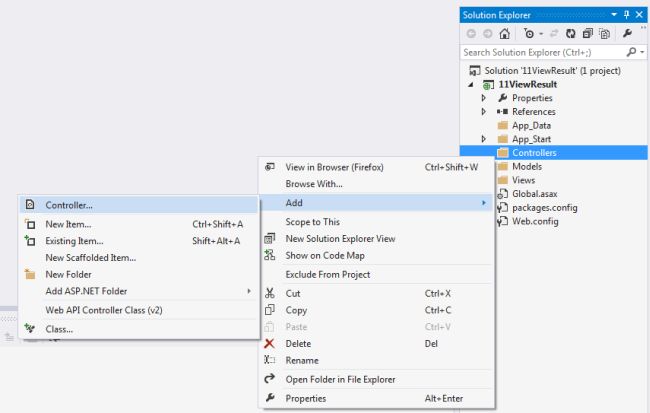 View Result in Controller Sample in MVC: Day 11