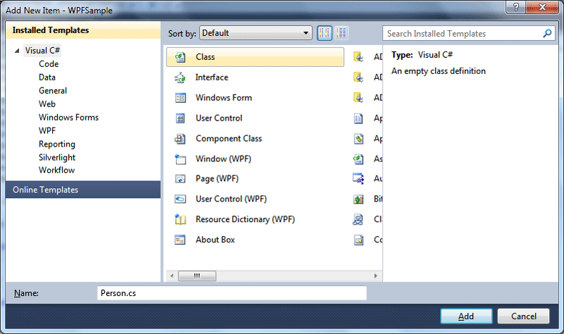 Как создать wpf приложение в vs 2019