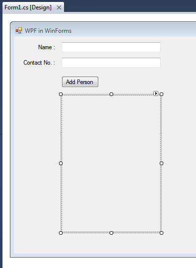 Integrating WPF In WinForms In VS 2010