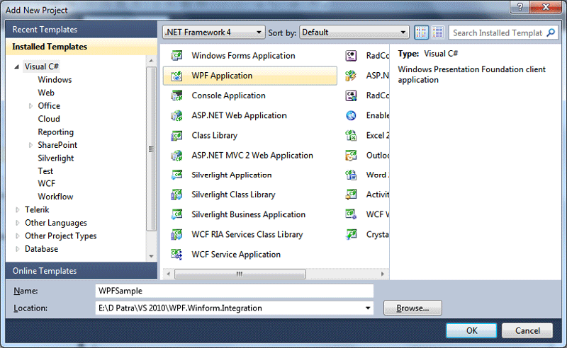 Как создать wpf приложение в vs 2019