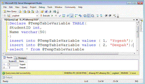 Temporary Tables Vs Table Variable In Sql Server 2008 2640