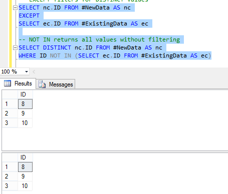 Ошибка all queries combined using a union intersect or except