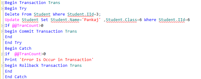 Begin Transaction in SQL Server