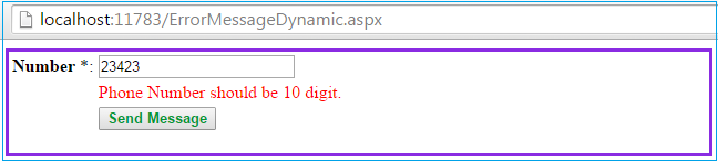 Displaying Dynamic Error Message in ASP.NET Custom  