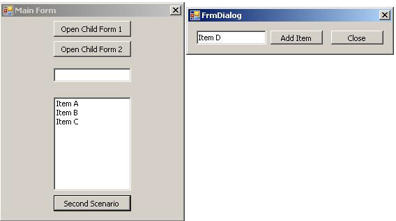 Using Delegates to Communication Between Windows Forms