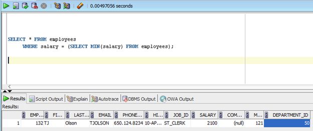 Sub Query in Oracle: Part 1