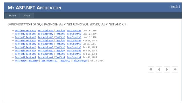 SQL Paging In ASP.NET Using SQL Server, ASP.NET And C#