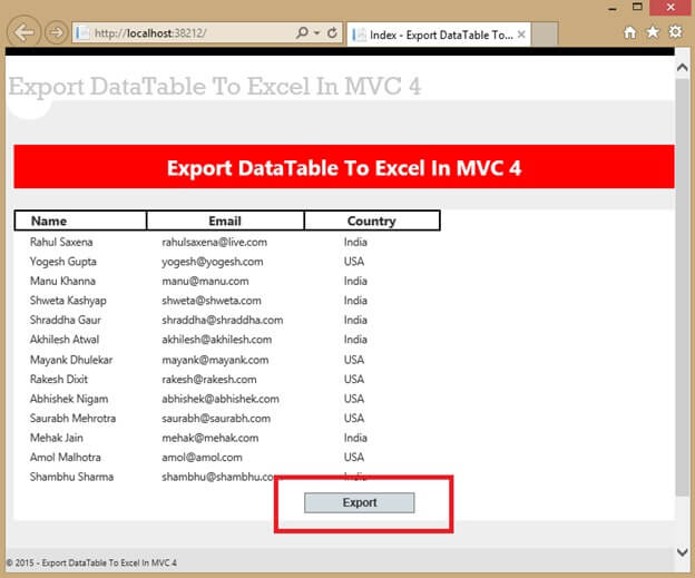 Export Data Table To Excel In Aspnet Mvc 4 8610