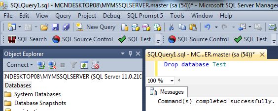 Create and Delete Database in SQL Server 2012