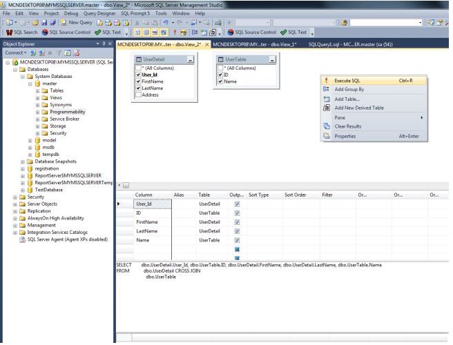 Creating a View Visually in SQL Server 2012