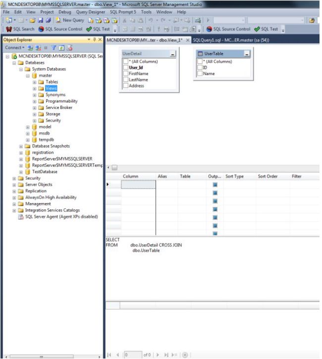 Creating a View Visually in SQL Server 2012