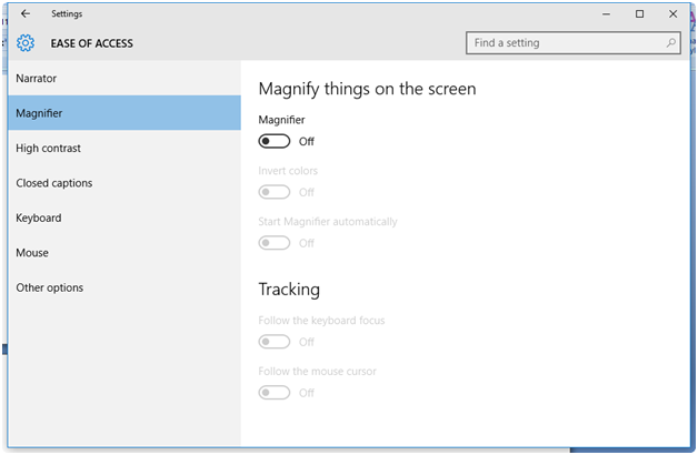 Magnifier Tool in Windows 10