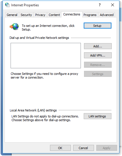 Network And Internet Options In Windows 10 8933