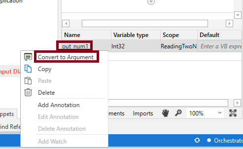 Adding Two Numbers With Arguments Using Uipath Studio