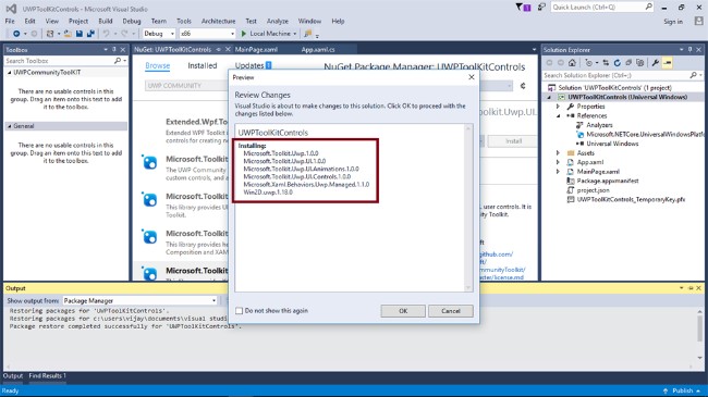 Adding UWP ToolKit Controls In Universal Application Development
