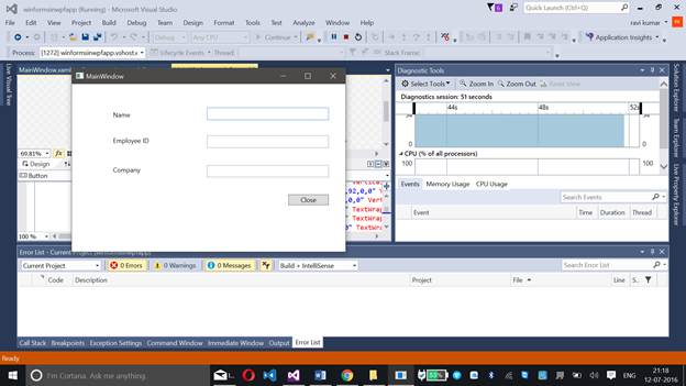 Adding Windows Form Application In WPF