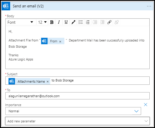 Alert on Saving Email Attachment to Blob Storage Account