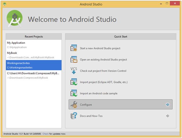 testing android studio app on windows