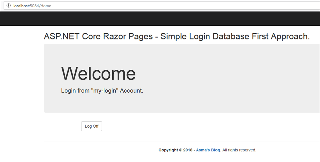 ASP NET Core Razor Pages Simple Login Using Entity Framework Database First Approach