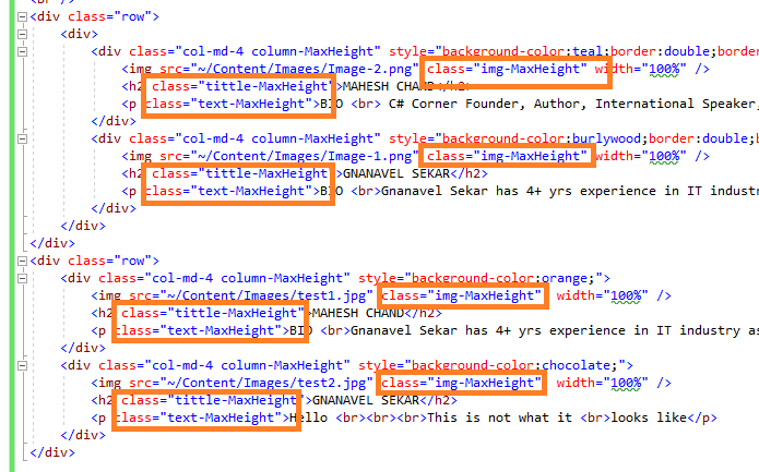 ASP.NET MVC 5 Matchheight.js Create Equal Height Of Columns