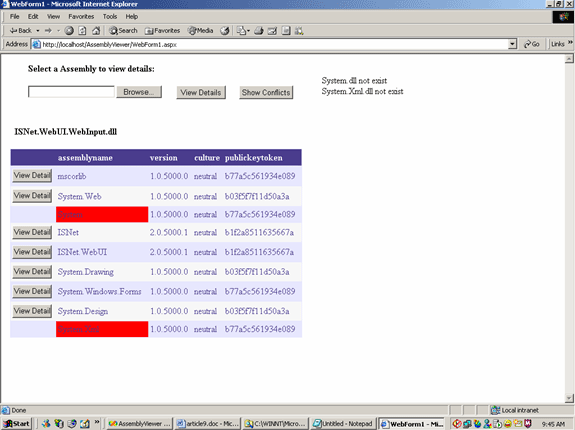 Assembly Viewer And Assembly Conflict Viewer In Aspnet