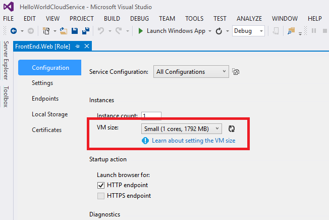 Azure Cloud Service - Scale Up Instance Size