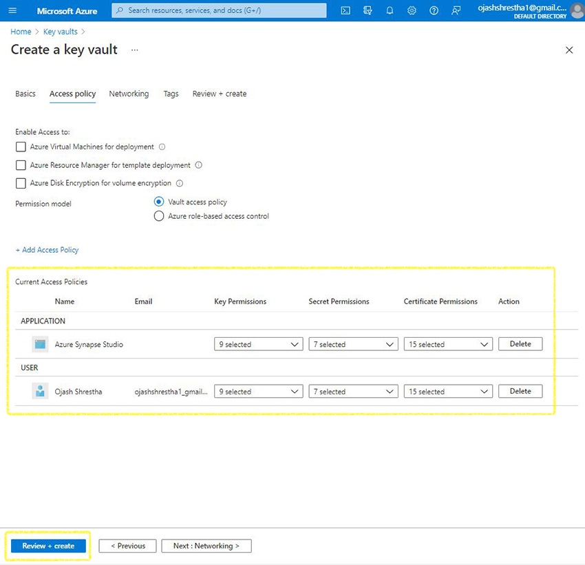 az role assignment create key vault