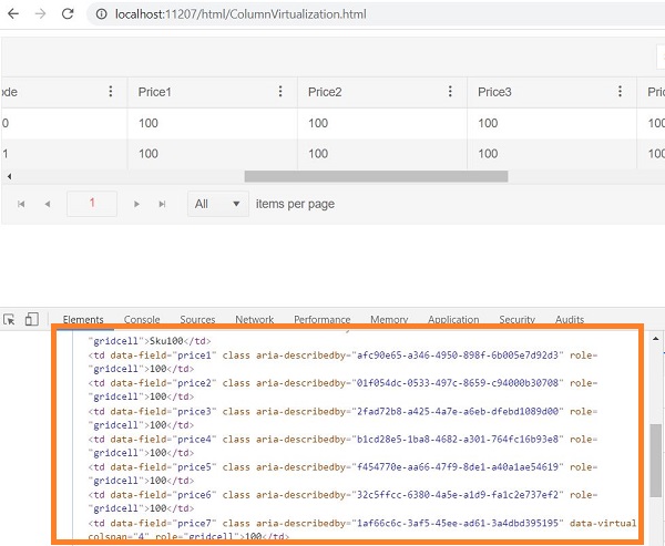 Column Virtualization In Kendo Grid With Remote Data Binding