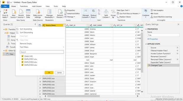 Combine And Transform Data Of Multiple Files Located In A Folder In ...