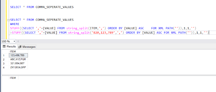 Compare Comma Seperated Values in SQL