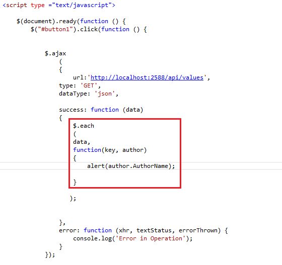 Consuming Web API Using JQuery – Part Two