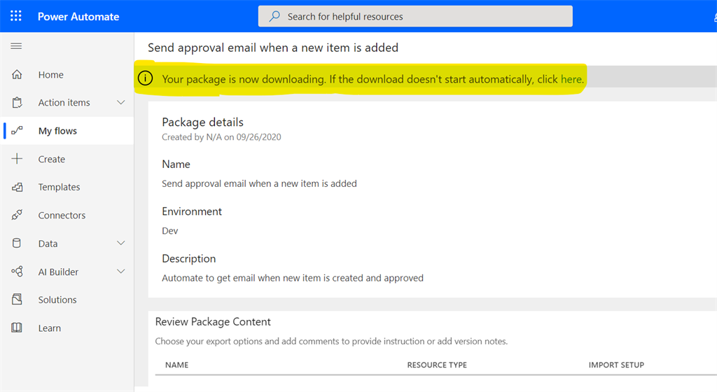 Correct Way Of Exporting Power Automate From One Environment