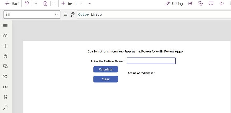 Cos Function from Power Fx Using Power Apps