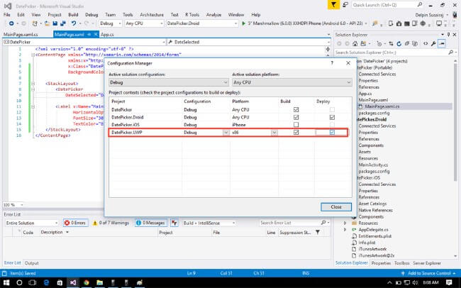 Create A DatePicker In Xamarin.Forms Using Visual Studio