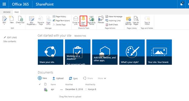 Create An Alert And Manage An Alert For Page In SharePoint Online