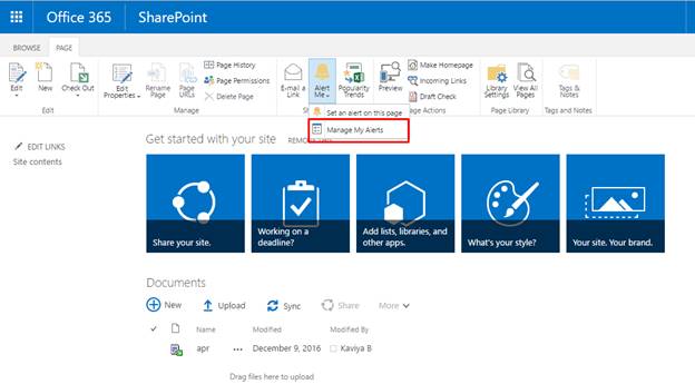 Create An Alert And Manage An Alert For Page In SharePoint Online