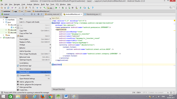 Create Web Browser Android Application Using Android Studio